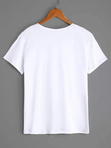 Womens Premium Cotton Printed T-Shirt - APRIN108 - White