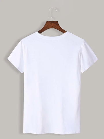 Womens Premium Cotton Printed T-Shirt - APRIN55 - White
