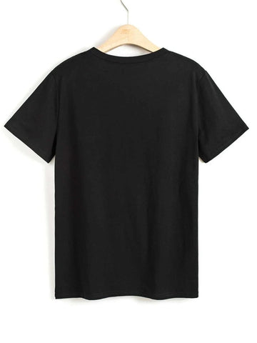 Womens Premium Cotton Printed T-Shirt - APRIN59 - Black