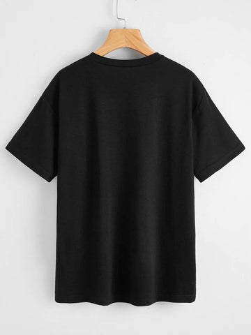 Womens Premium Cotton Printed T-Shirt - APRIN126 - Black