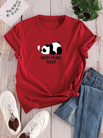 Womens Premium Cotton Printed T-Shirt - APRIN165 - Red