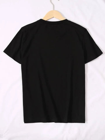 Womens Premium Cotton Printed T-Shirt - APRIN203 - Black