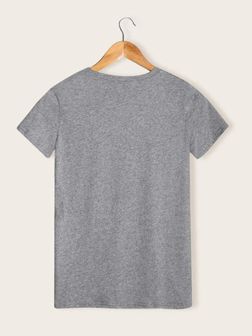 Womens Premium Cotton Printed T-Shirt - APRIN56 - Grey