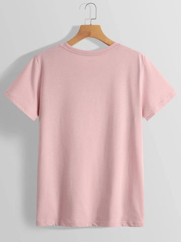 Womens Premium Cotton Printed T-Shirt - APRIN62 - Pink
