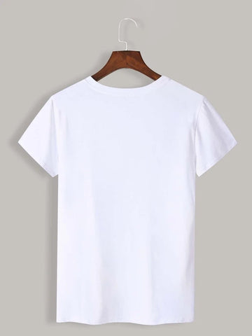 Womens Premium Cotton Printed T-Shirt - APRIN172 - White