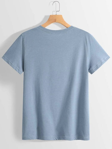 Womens Premium Cotton Printed T-Shirt - APRIN129 - Blue