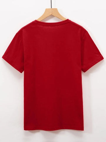 Womens Premium Cotton Printed T-Shirt - APRIN142 - Red