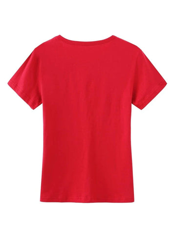 Womens Premium Cotton Printed T-Shirt - APRIN147 - Red