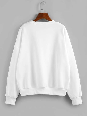 Groove Round Neck Printed Fleece Sweatshirt APRIN42 - White