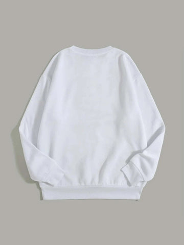 Groove Round Neck Printed Fleece Sweatshirt APRIN40 - White