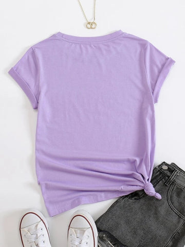 Womens Premium Cotton Printed T-Shirt - APRIN184 - Purple