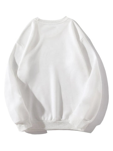 Groove Round Neck Printed Fleece Sweatshirt APRIN41 - White