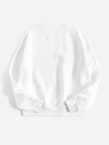 Groove Round Neck Printed Fleece Sweatshirt APRIN35 - White