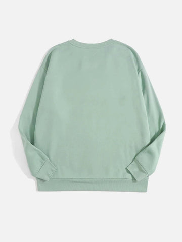 Groove Round Neck Printed Fleece Sweatshirt APRIN40 - Mint Green