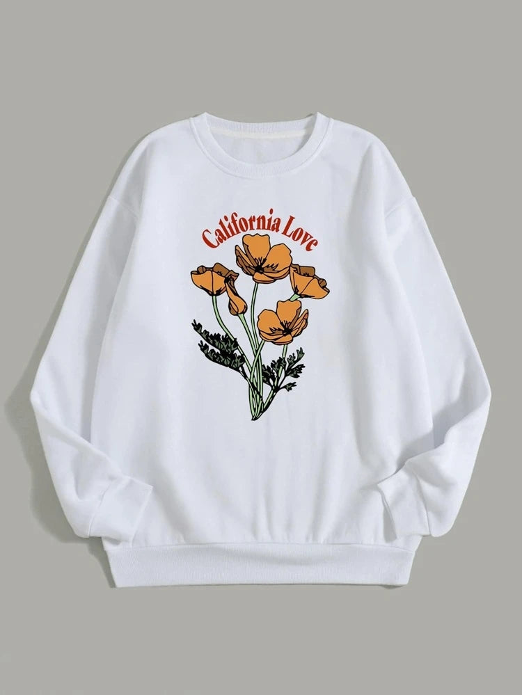 Groove Round Neck Printed Fleece Sweatshirt APRIN40 - White
