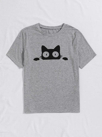 Womens Premium Cotton Printed T-Shirt - APRIN153 - Grey