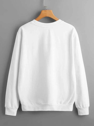 Groove Round Neck Printed Fleece Sweatshirt APRIN26 - White