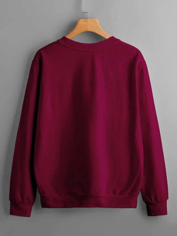 Groove Round Neck Printed Fleece Sweatshirt APRIN27 - Maroon
