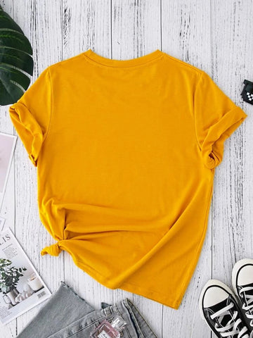 Womens Premium Cotton Printed T-Shirt - APRIN155 - Yellow