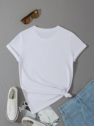 Womens Premium Cotton Printed T-Shirt - APRIN189 - White