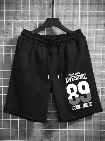 Mens Printed Cotton Shorts - GMPSR11 - Black