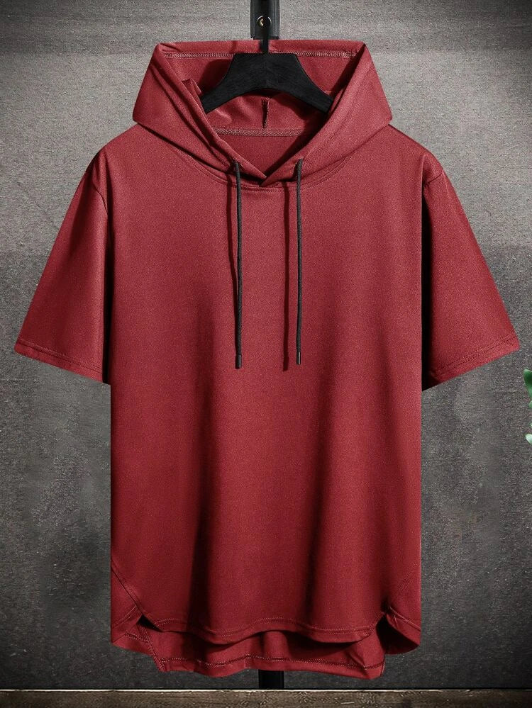 Mens Premium Cotton Dip Hem Hooded GRHTS T-Shirt - Maroon