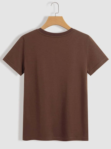 Womens Premium Cotton Printed T-Shirt - APRIN178 - Brown