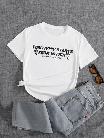 Womens Premium Cotton Printed T-Shirt - APRIN66 - White