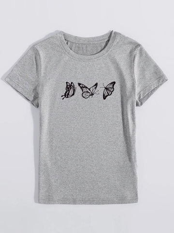 Womens Premium Cotton Printed T-Shirt - APRIN172 - Grey