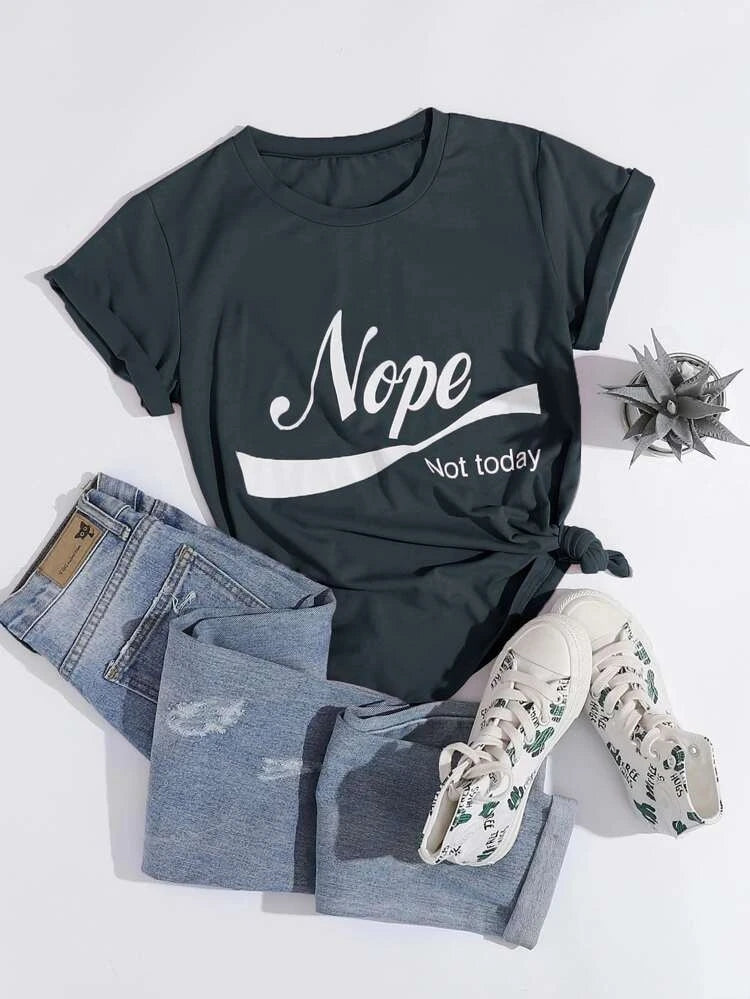 Womens Premium Cotton Printed T-Shirt - APRIN166 - Charcoal
