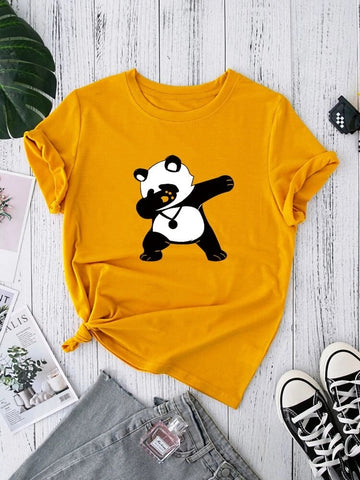 Womens Premium Cotton Printed T-Shirt - APRIN155 - Yellow