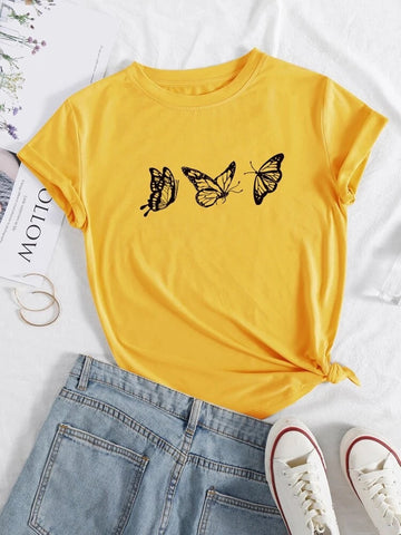 Womens Premium Cotton Printed T-Shirt - APRIN172 - Yellow