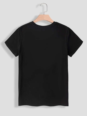 Womens Premium Cotton Printed T-Shirt - APRIN180 - Black