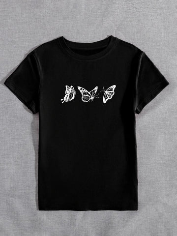 Womens Premium Cotton Printed T-Shirt - APRIN172 - Black