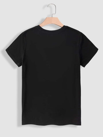 Womens Premium Cotton Printed T-Shirt - APRIN160 - Black