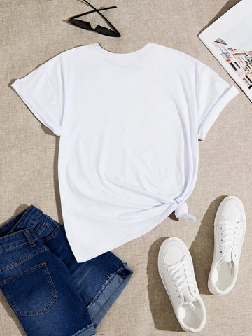 Womens Premium Cotton Printed T-Shirt - APRIN185 - White