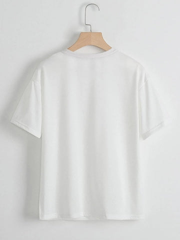 Womens Premium Cotton Printed T-Shirt - APRIN179 - White
