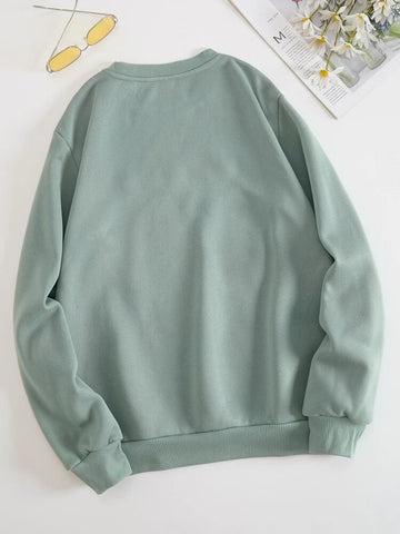 Groove Round Neck Printed Fleece Sweatshirt APRIN253 - Mint Green