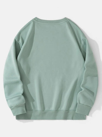 Groove Round Neck Printed Fleece Sweatshirt GRWPR2 - Mint Green