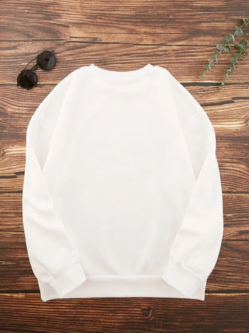 Groove Round Neck Printed Fleece Sweatshirt GRWPR1 - White