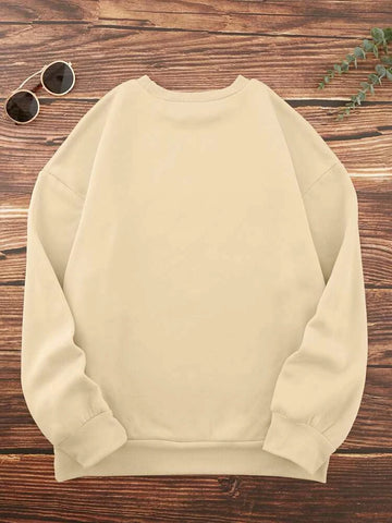 Groove Round Neck Printed Fleece Sweatshirt GRWPR1 - Cream