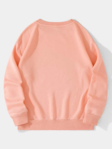 Groove Round Neck Printed Fleece Sweatshirt GRWPR2 - Pink