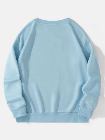 Groove Round Neck Printed Fleece Sweatshirt GRWPR2 - Light Blue
