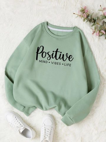 Groove Round Neck Printed Fleece Sweatshirt APRIN250 - Mint Green