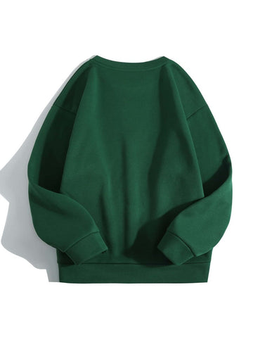 Groove Round Neck Plain Fleece Sweatshirt ARNPFS1 - Bottle Green