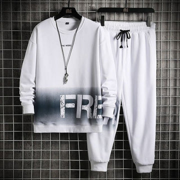 Sweatshirt and Pants Printed Set - GRUMSPS12 - White Black