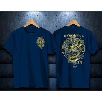 Mens Premium Cotton Front Back Printed T-Shirt - MPRIN59 - Navy Blue