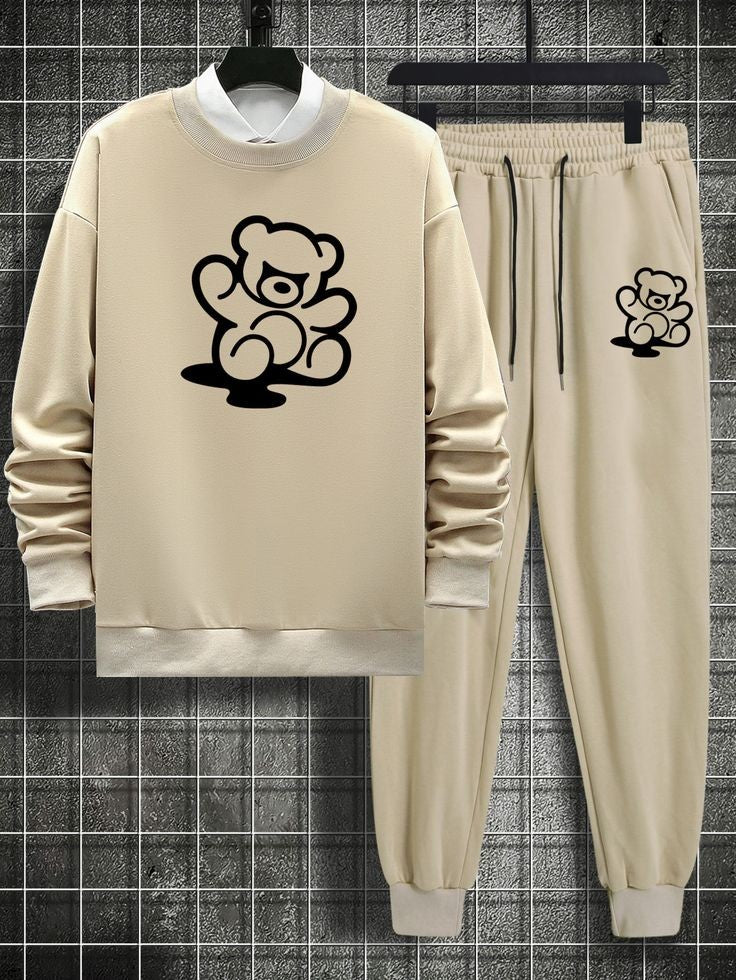 Sweatshirt and Pants Printed Set - GRUMSPS6 - Cream Cream