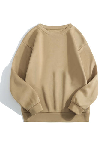 Groove Round Neck Plain Fleece Sweatshirt ARNPFS1 - Cream