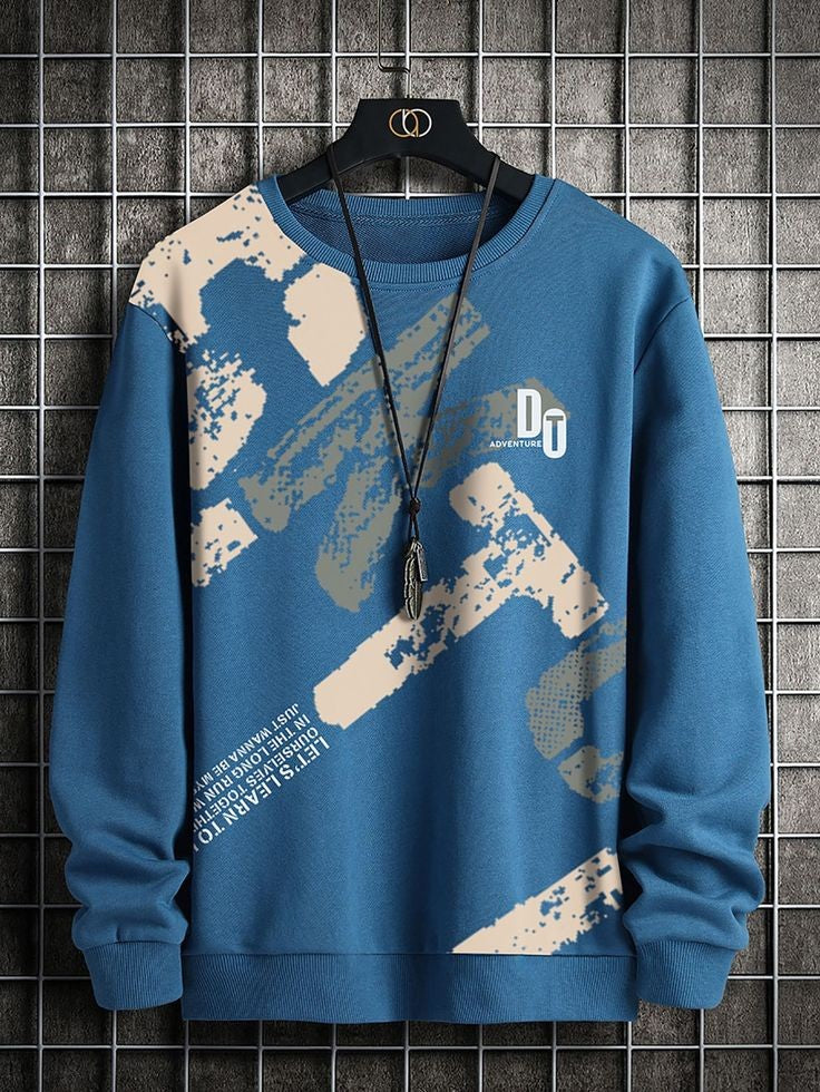 Mens Printed Sweatshirt GRMPR32 - Blue